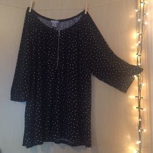 Plus size 3x Polka dot zipper front blouse